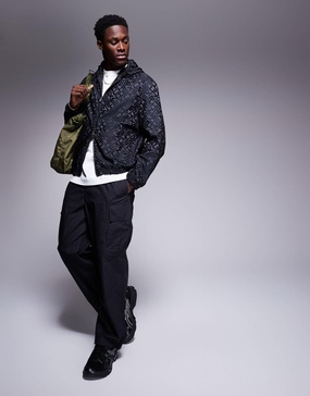 Armani Exchange all over logo hooded jacket in black