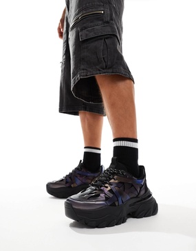 ASOS DESIGN chunky sneakers in black metallic