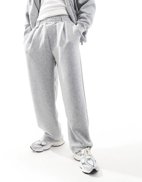 Bershka premium wide leg sweatpants in gray - part of a set