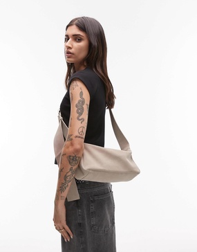 Topshop Charlie leather cross body bag in camel