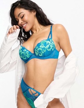 Ann Summers Honey Suckle high waist brazilian brief in blue