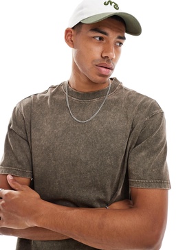 Another Influence acid wash oversized t-shirt in brown