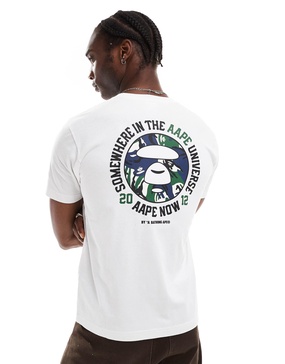 Aape By A Bathing Ape logo t-shirt with camo back print in white