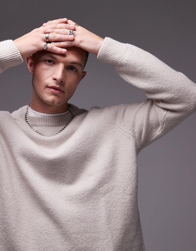 ARKET knit crew neck sweater in beige