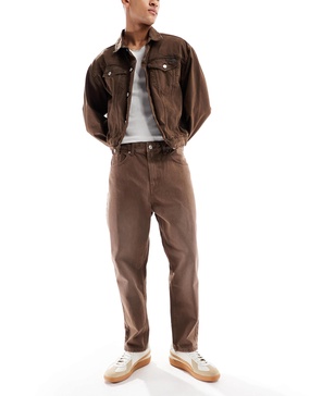 Bershka loose jeans in brown