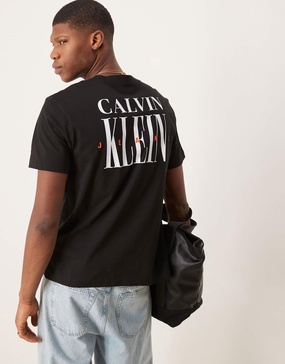 Calvin Klein Jeans logo back print T-shirt in black