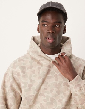 Abercrombie & Fitch Essentials hoodie in beige camo print