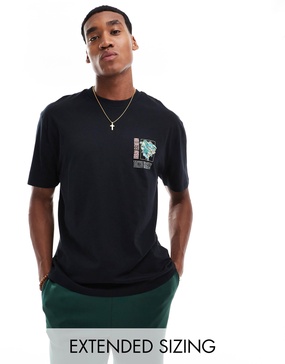 ASOS DESIGN relaxed t-shirt in black with souvenir chest print