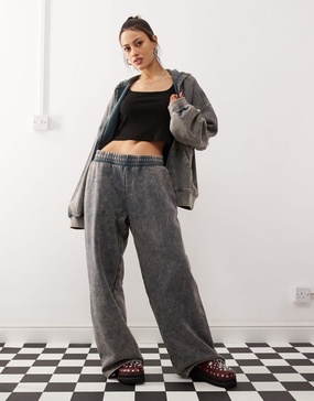 Weekday oversized sweatpants in blue acid wash - part of a set