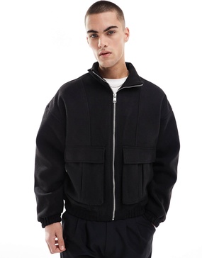 Bershka harrington tailored jacket in black