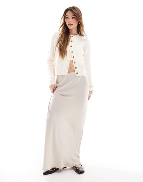 ASOS DESIGN satin bias maxi skirt in gray