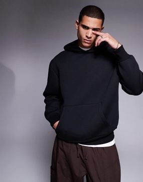 ASOS DESIGN heavyweight oversized scuba hoodie in black