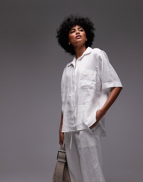 ARKET linen short sleeve shirt with camp collar