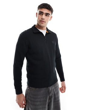 BOSS Orange Zetrust half zip sweatshirt in black