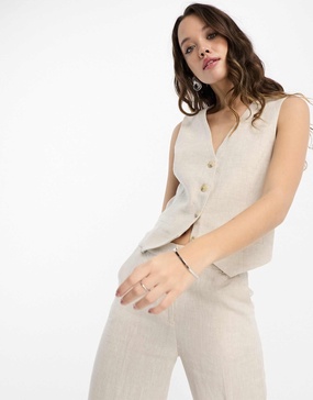 & Other Stories linen mix vest in beige