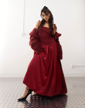 Amy Lynn Alexa satin maxi dress in burgundy