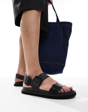 ASOS DESIGN two strap sandals in black