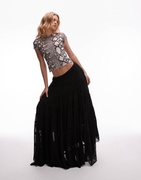 AllSaints Eva maxi skirt in black