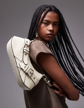 Topshop Saira buckle shoulder bag in lemon
