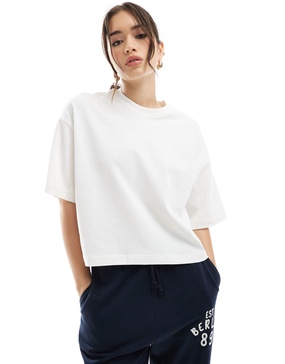 Bershka boxy oversized t-shirt in white