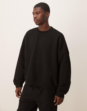 ASOS DESIGN extreme oversize boxy sweatshirt with heavy ribbed texture in black