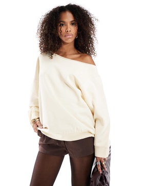 ASOS DESIGN off shoulder oversized sweatshirt in white