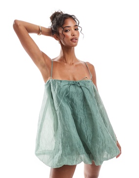 ASOS DESIGN square neck puffball romper in mint