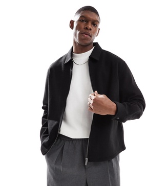 Bershka zip up jacket in black