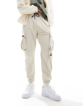 Bershka tech cargo pants in sand