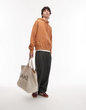 ARKET relaxed terry hoodie in terracotta orange