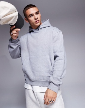 ASOS DESIGN premium heavyweight boxy oversized hoodie 400gsm in gray heather