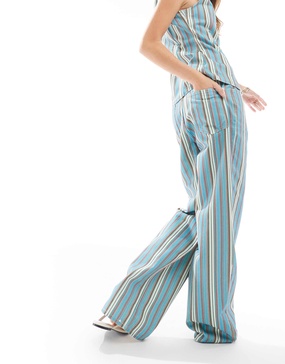 ASOS DESIGN dad jeans in multi stripe