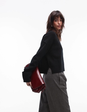 ARKET wool crew neck sweater in black