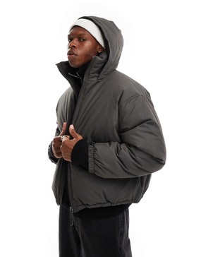 Weekday Floyd bomber puffer coat in dark gray