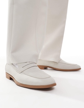 ASOS DESIGN penny loafers in light gray