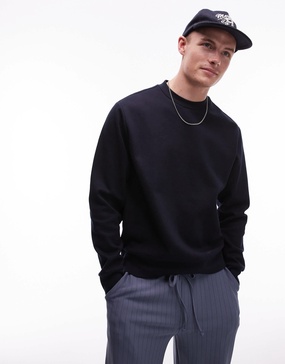 Mango crewneck sweatshirt in navy