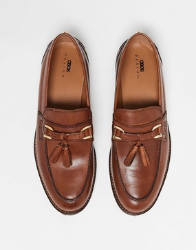 ASOS DESIGN tassel loafers in tan leather