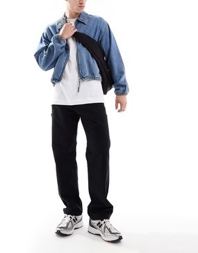 Jack & Jones wide fit carpenter pants in black
