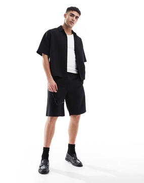 Bershka premium shorts in black - part of a set