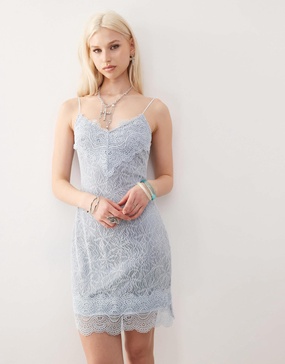 Amy Lynn lace mini dress in pale blue