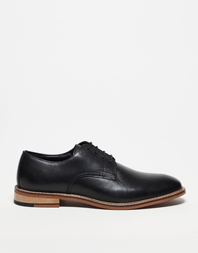 ASOS DESIGN derby lace up shoes in black leather
