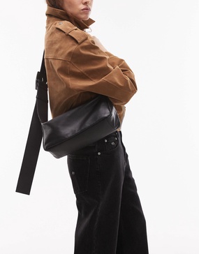 Topshop Charlie leather cross body bag in black