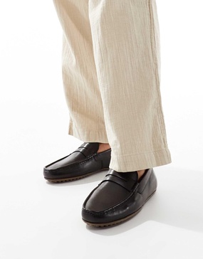 ASOS DESIGN driver loafers in brown leather