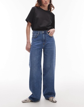 ARKET Coral high waist relaxed leg jeans in light wash blue