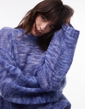 ARKET super soft alpaca and wool blend relaxed sweater in blue space dye