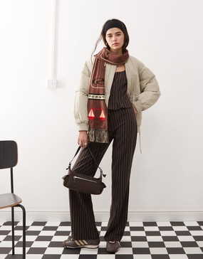 COLLUSION low rise pinstripe pants in brown