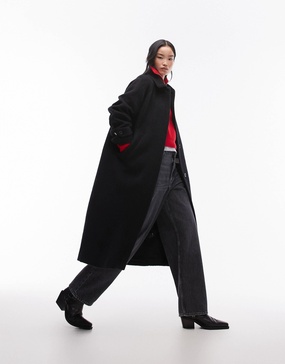 ARKET oversized midi coat in black