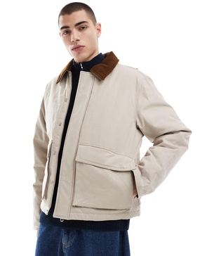 Jack & Jones cotton carpenter jacket with pockets in beige