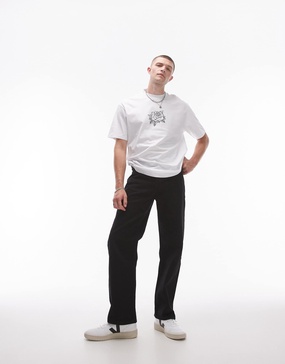Topman straight jeans in black