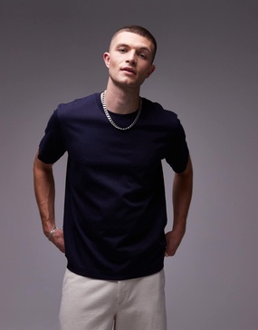 ARKET heavy weight jersey T-shirt in navy blue